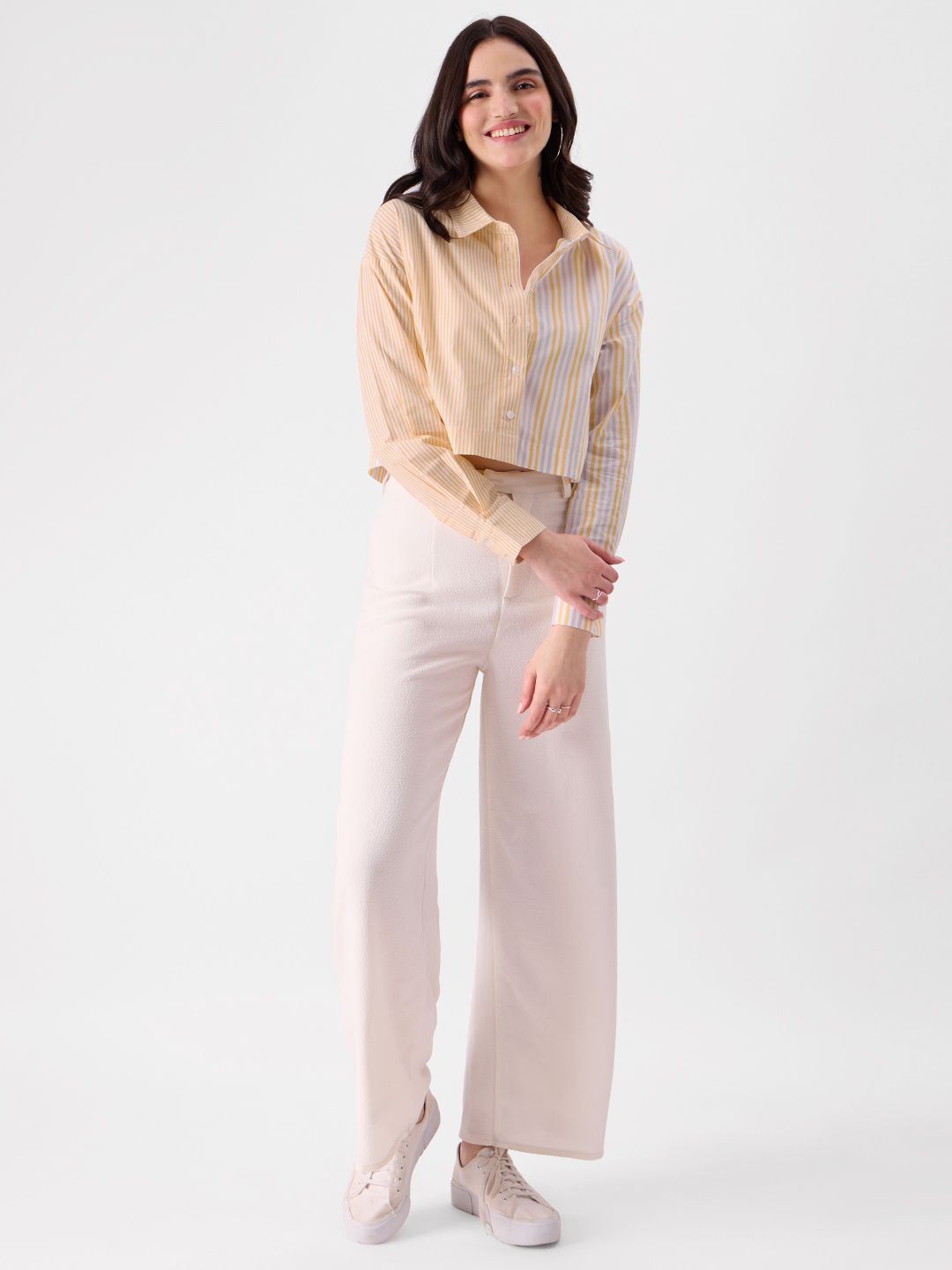 Stripe Shirt: Lemon Drop Women Boxy Fit Shirts price