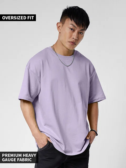 Buy Solids: Deep Lavender Oversized T-Shirts Online