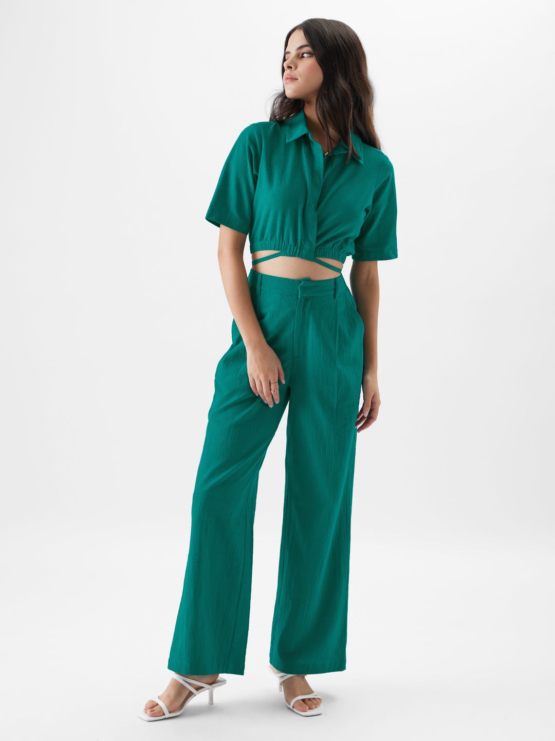 Solids: Teal Green Women Pants price
