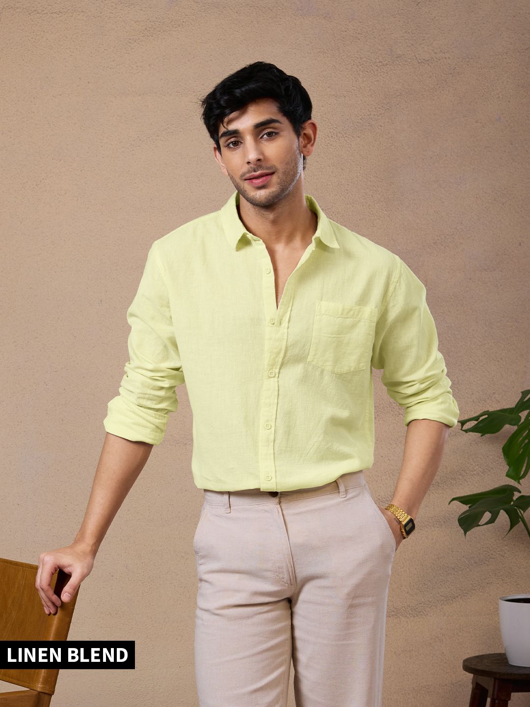 Buy Solids Light Yellow Shirts Online