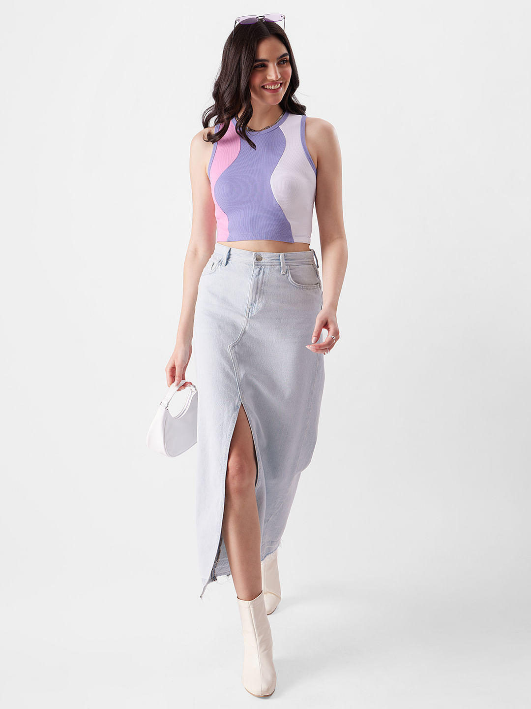 Buy Solids: White, Lavender, Lilac (Colourblock) Womens Tank Top online ...