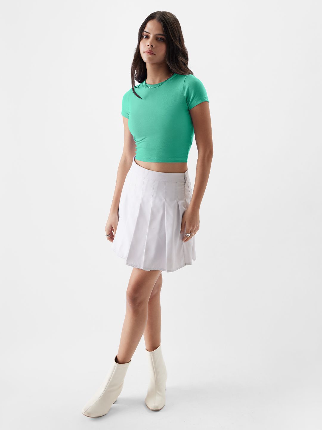 Essential Solids: Apple Mint Women Cropped Tops price
