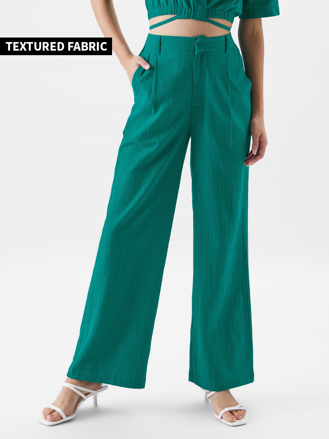 Buy Solids: Teal Green Women Pants Online