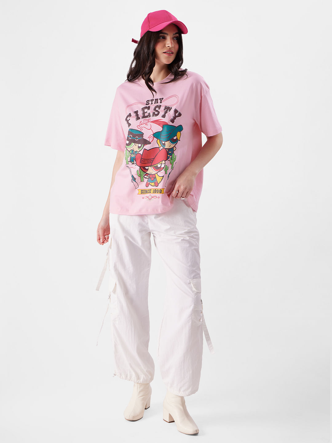 Buy Powerpuff Girls: Stay Fiesty Women Oversized T-Shirts Online