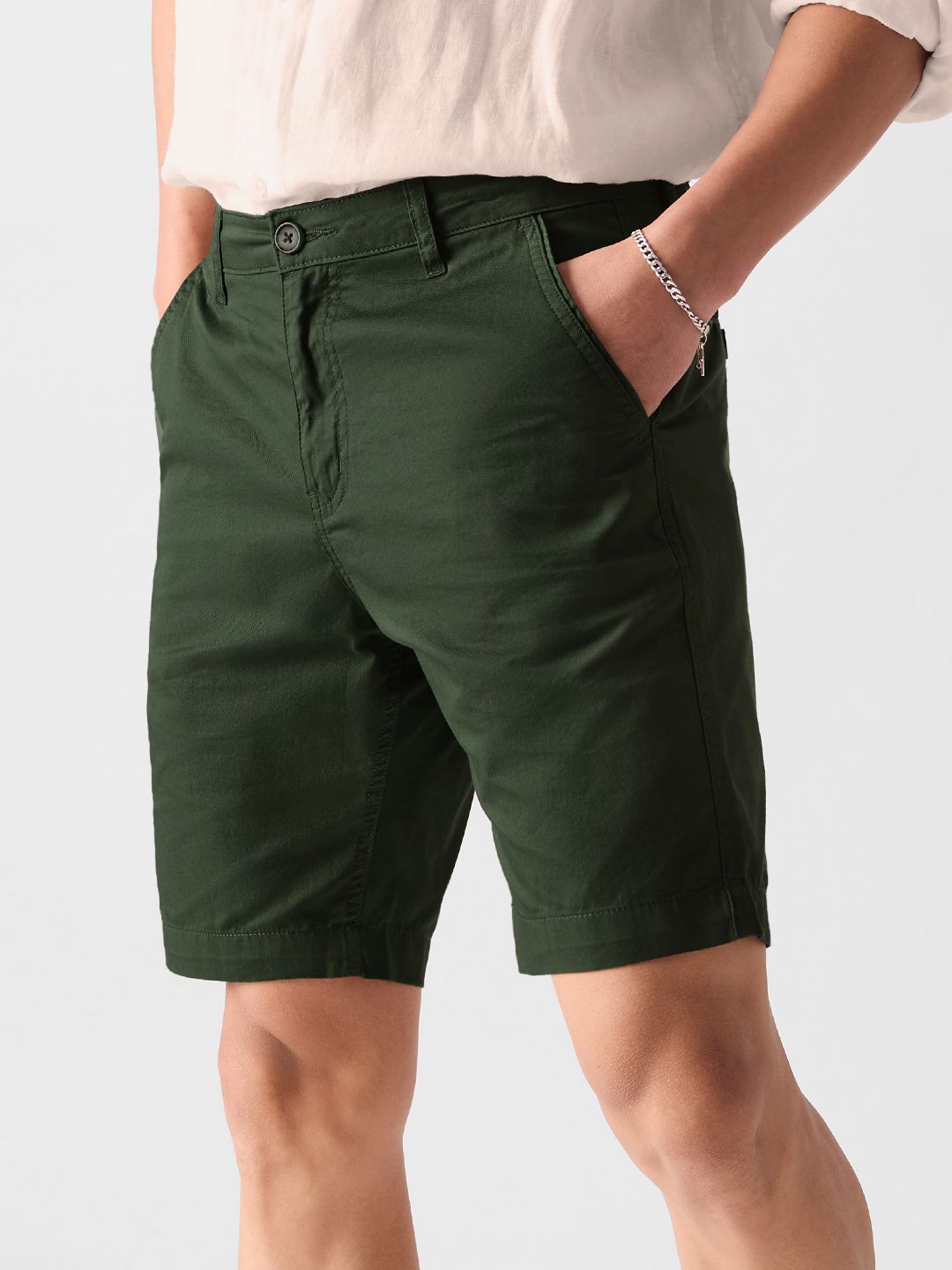 Buy Solids Olive Men Woven Shorts Online