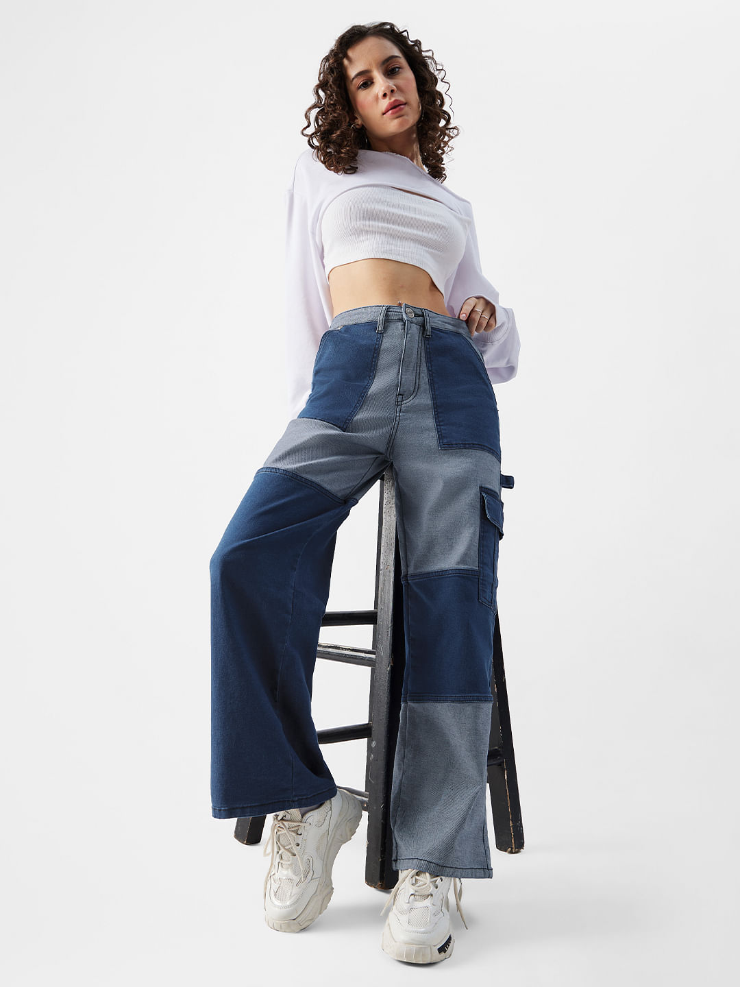 Buy Solids: Cool Blues (Colourblock) Women Jeans Online