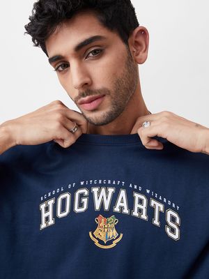 T-shirt Femme Harry Potter Poudlard - Griffe De Corbeau Bleu Marine - Taille XL - Occasion TB