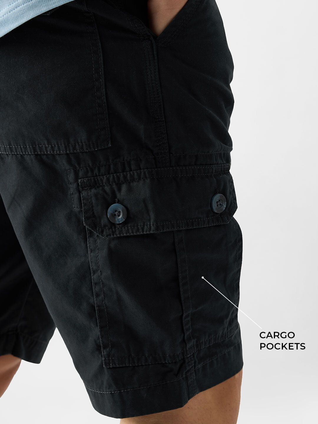 Buy Solids Navy Blue Men Cargo Shorts Online