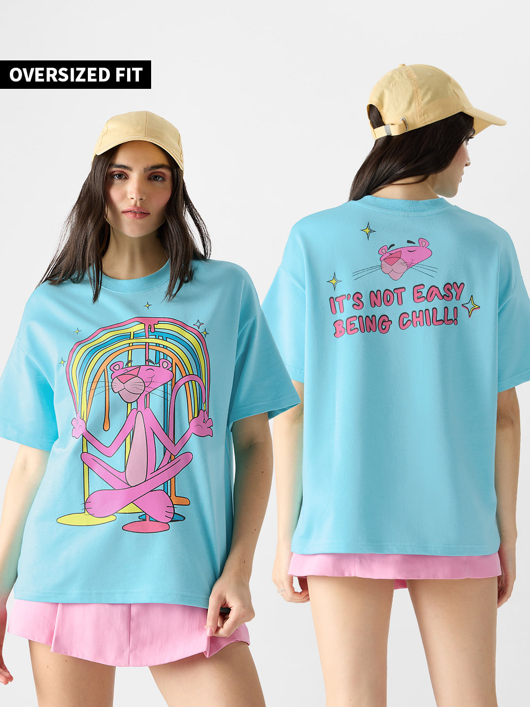 Buy Pink Panther: The Art Of Chilling Women Oversized T-Shirts Online