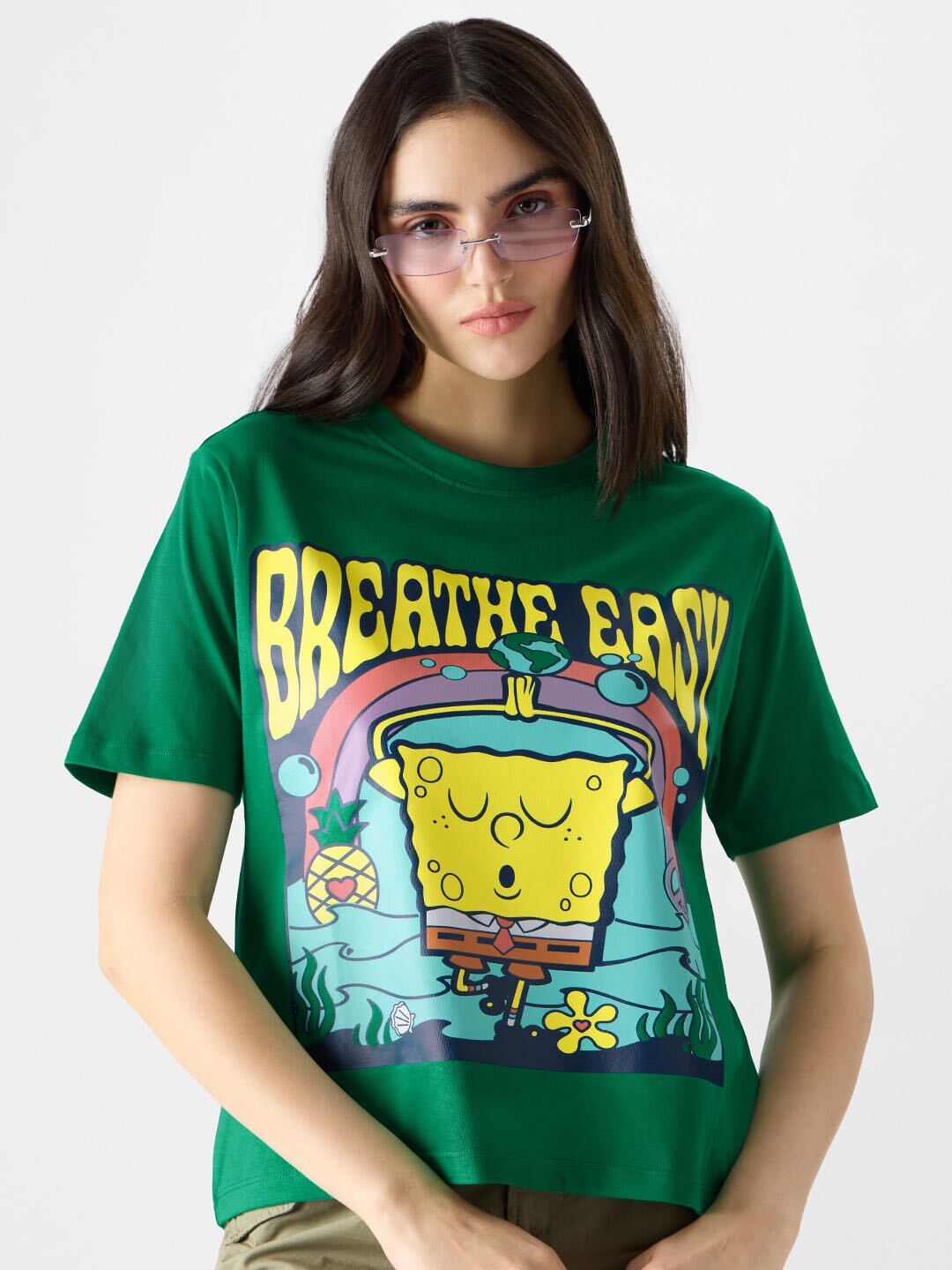 Buy SpongeBob: Just Breathe Women's T-Shirt online at The Souled Store