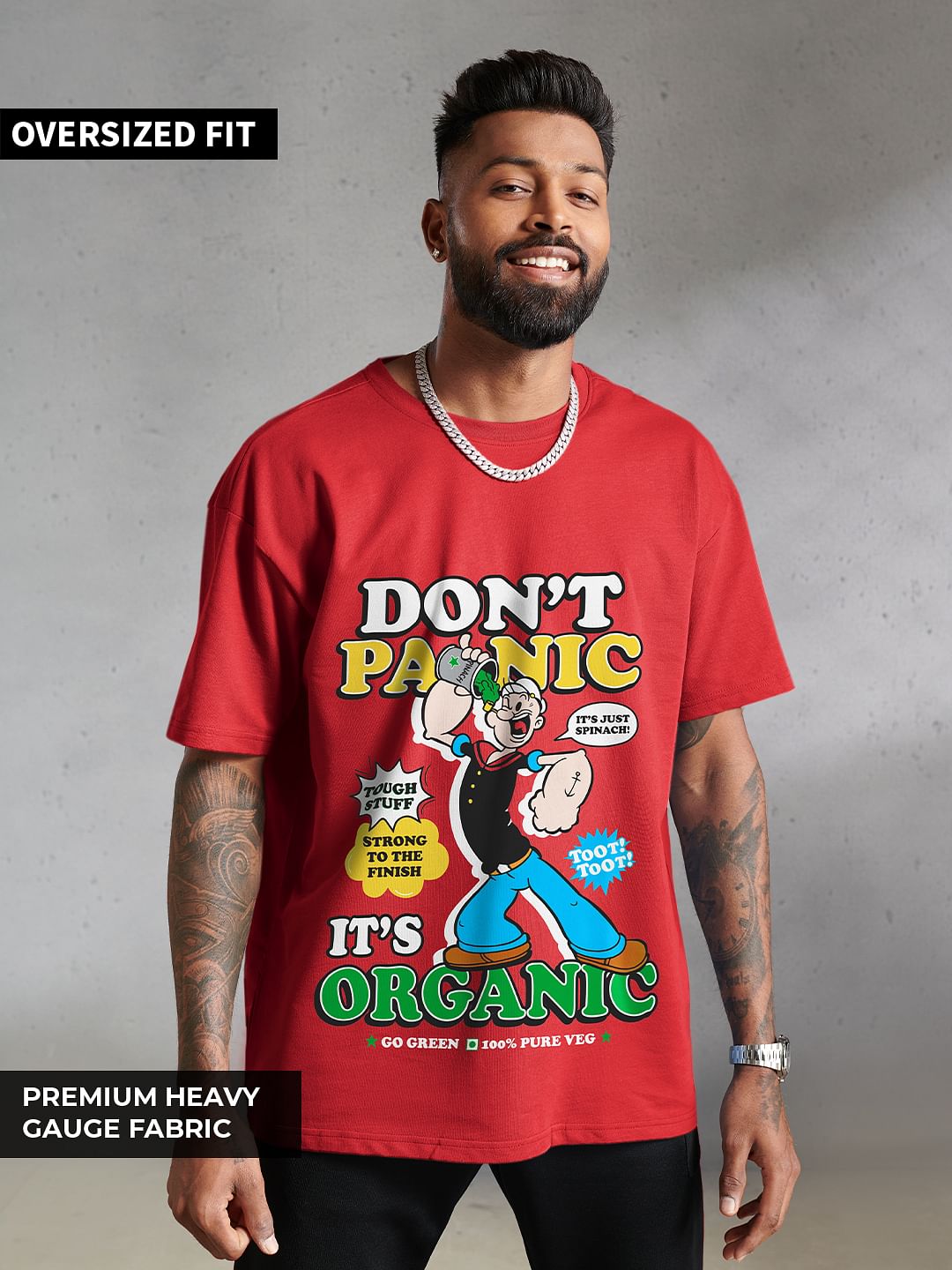 Buy Popeye Dont Panic Oversized T Shirts Online