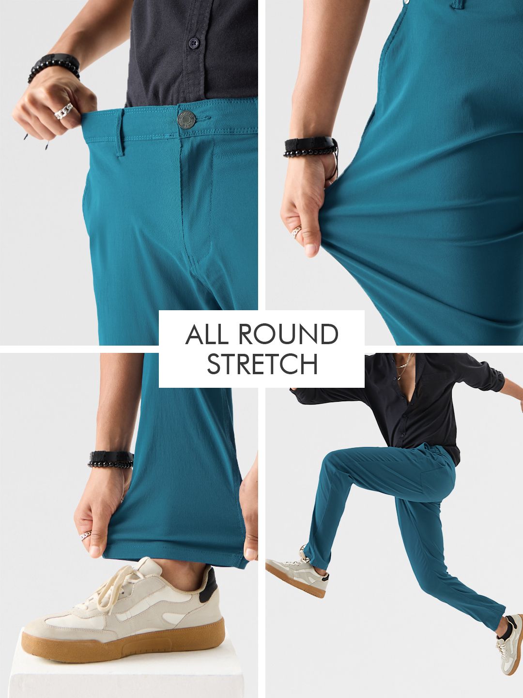 Buy Solids Steel Blue Grey Men Cotton Pants Online