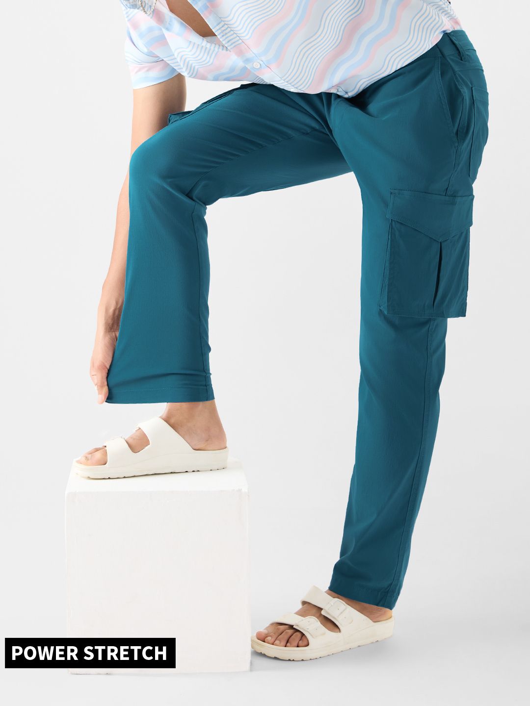 Buy Solids Steel Blue Men Cargo Pants Online