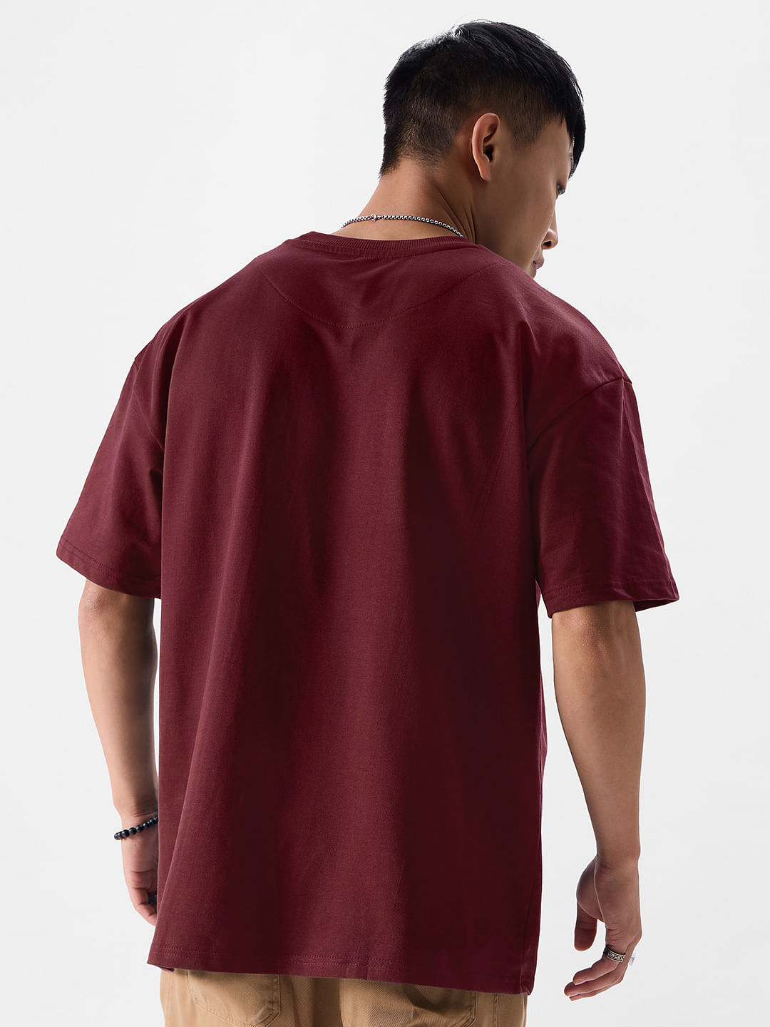 Buy Solids: Burgundy Oversized T-Shirts online at The Souled Store.