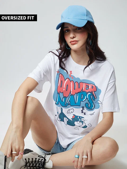Buy Tom & Jerry: Power Nap Women's Oversized T-Shirt online at The ...