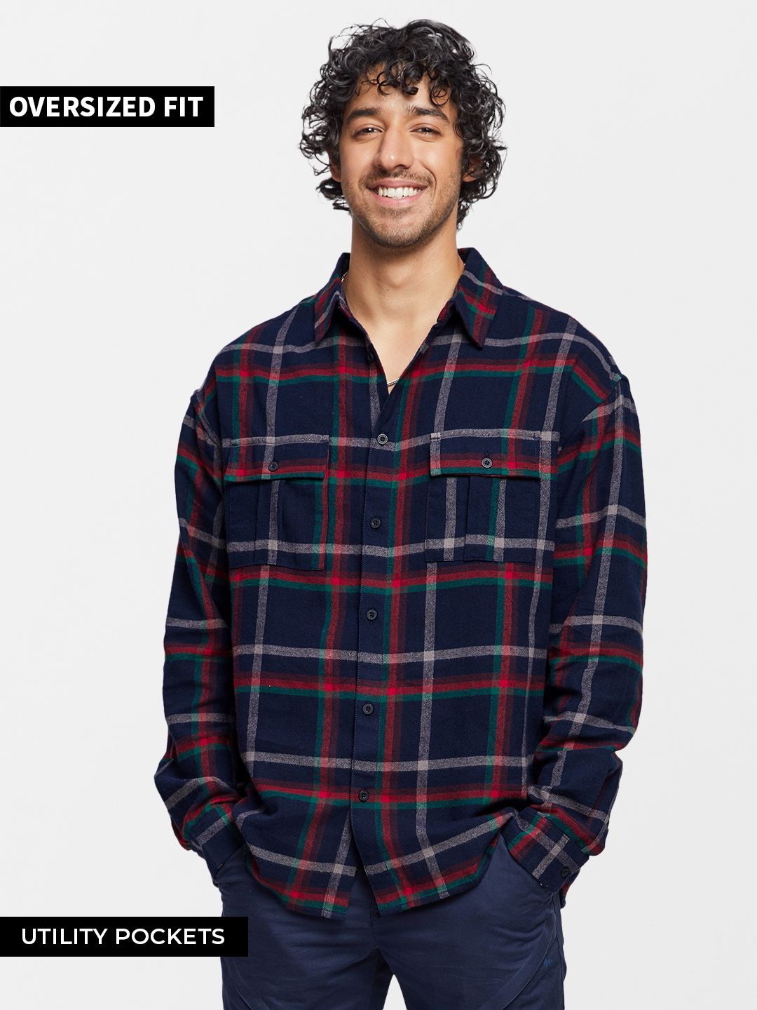 Buy Plaid Red Men Utility Shirt Online