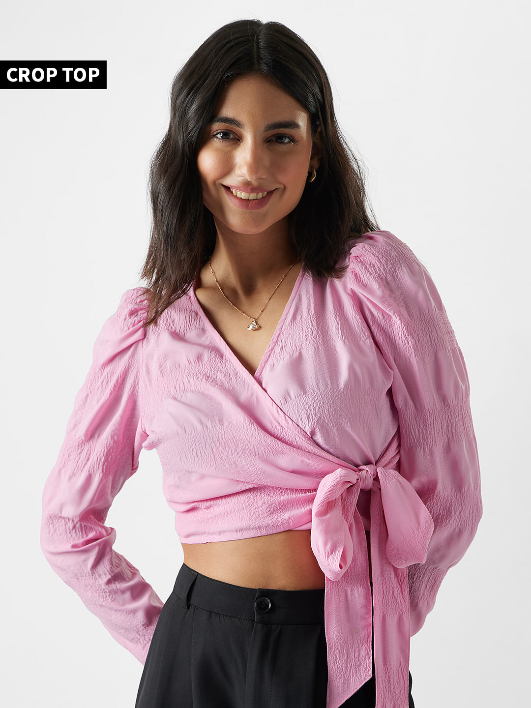 Buy Solids: Pink Women Cropped Tops Online