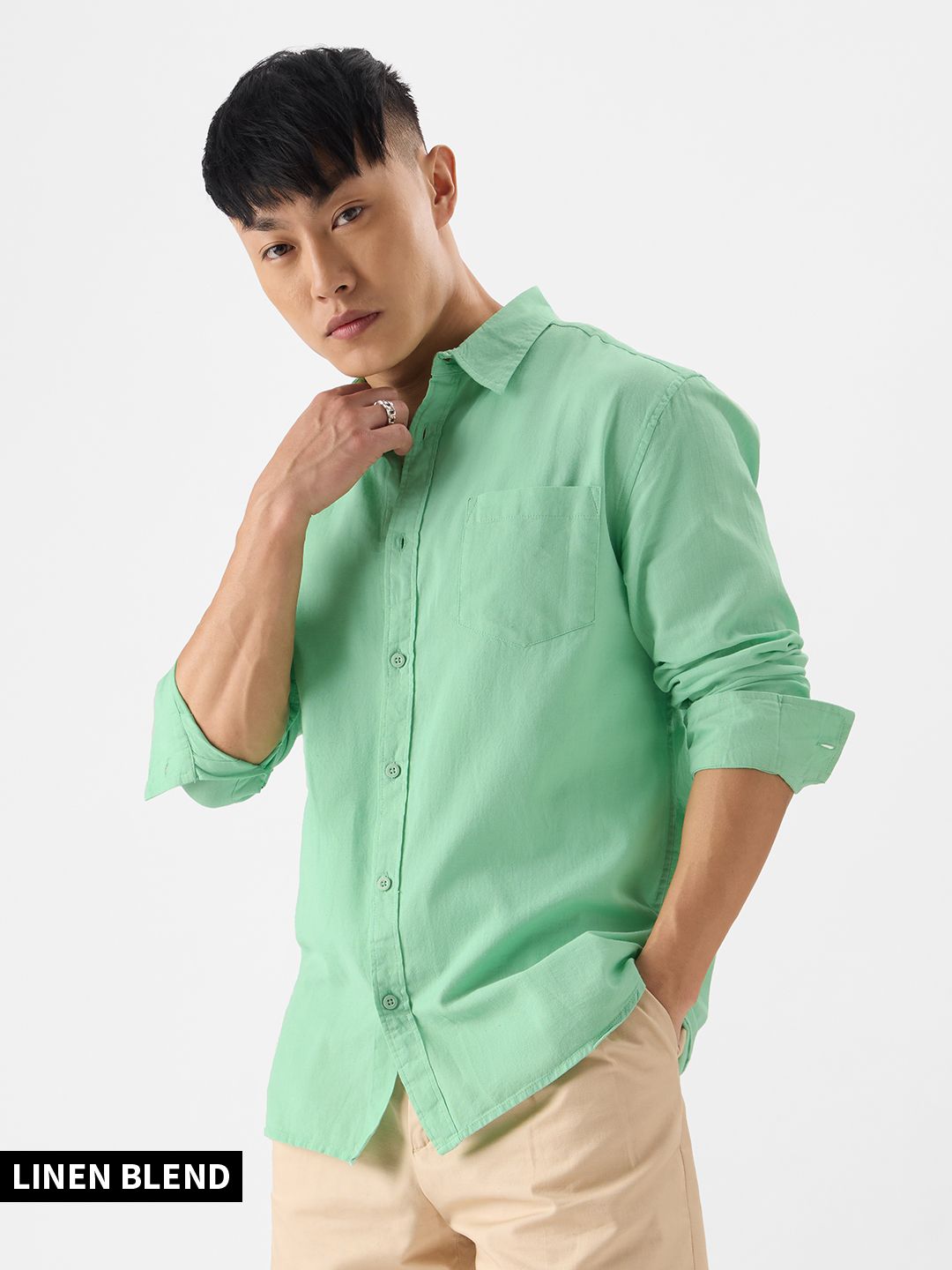 Buy Solids Green Men's Shirt Online