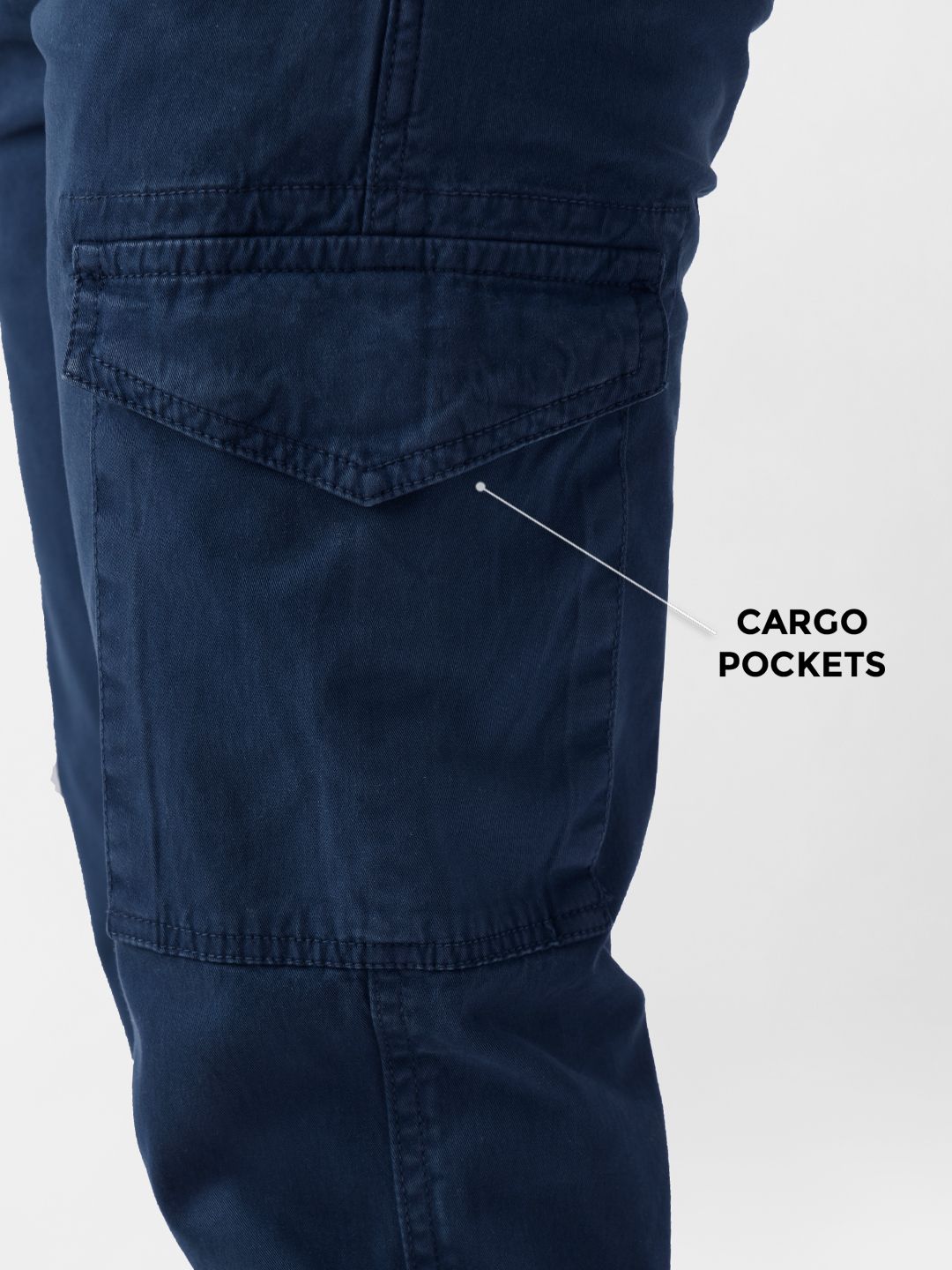 Buy Solids Navy Blue Men Cargo Pants Online