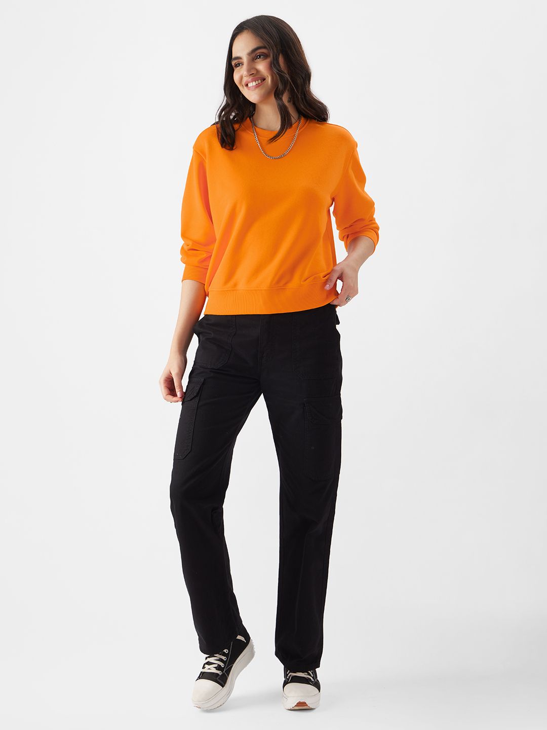 Blazing Orange Sweatshirt Women Oversized Sweatshirts price