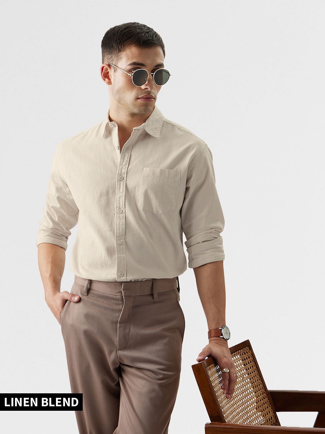 Buy Solids: Beige Men's Shirt Online