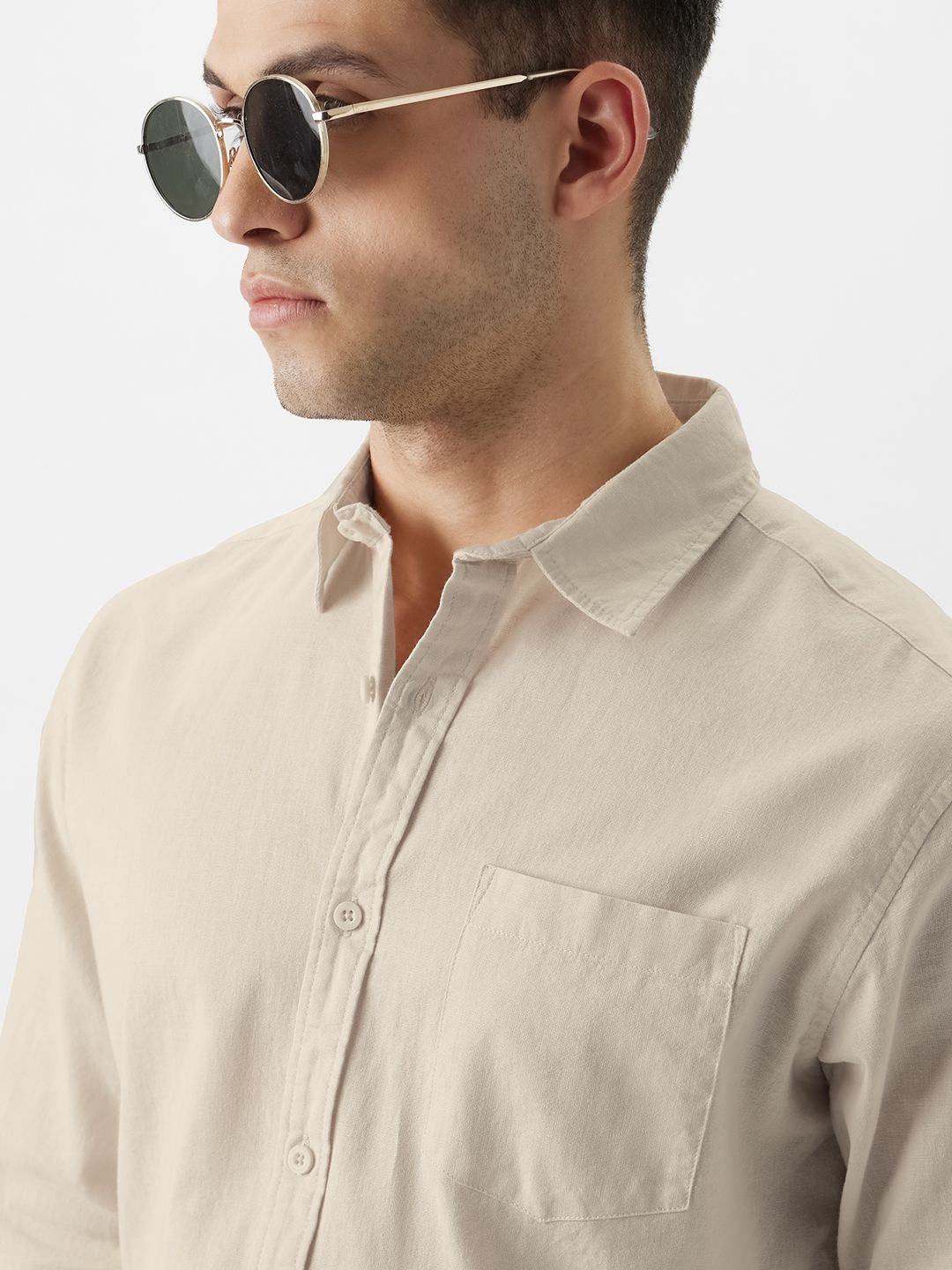 Cotton Linen: Sun-Kissed Beige Cotton Linen Shirts online