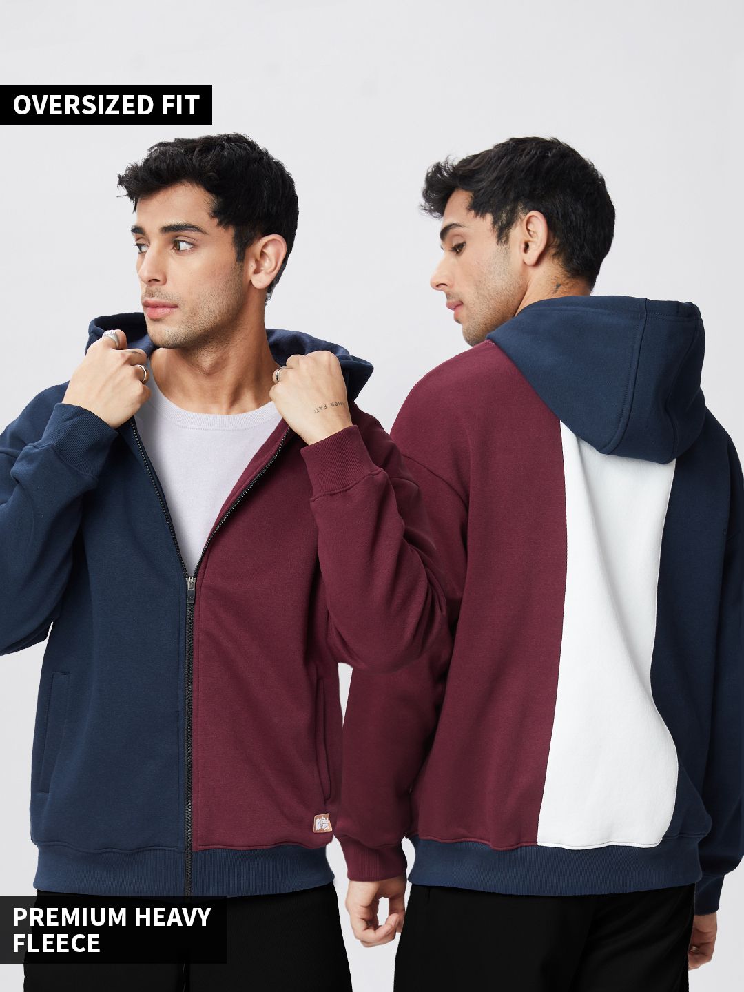 Buy Classic Colour Block Men Oversized Hoodies Online
