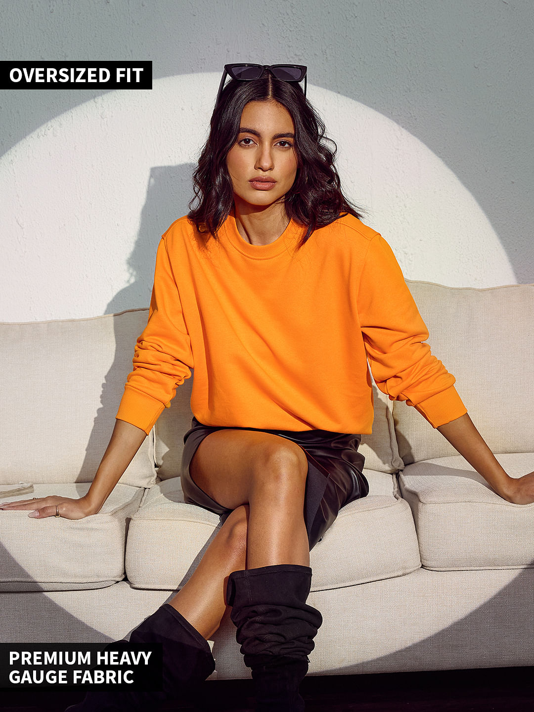 Buy Blazing Orange Sweatshirt Women Sweatshirt Online