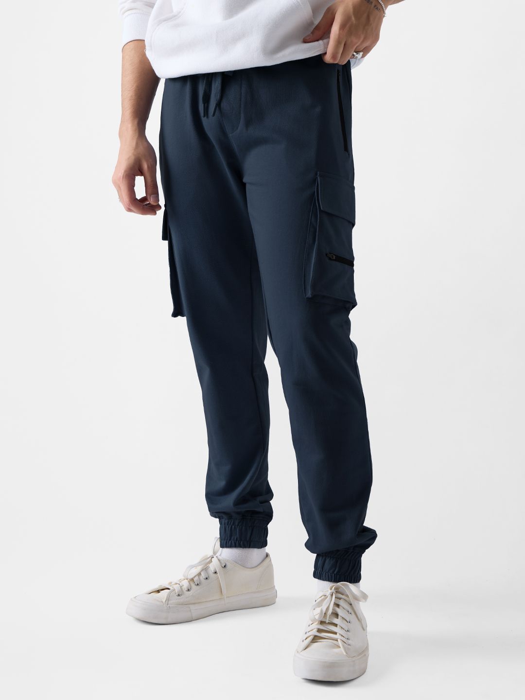 Buy Solids Navy Men Cargo Joggers Online