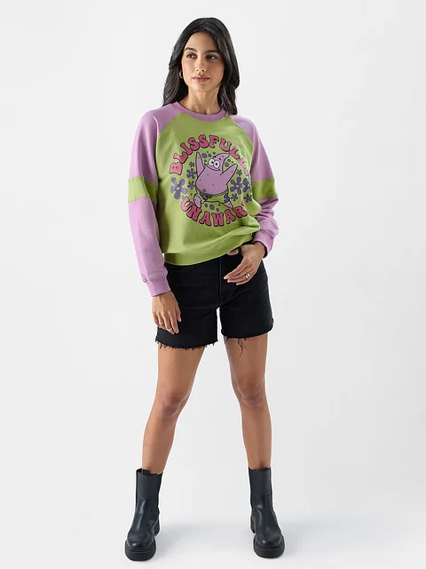 Buy Spongebob: Blissfully Unaware Women Oversized Sweatshirts Online