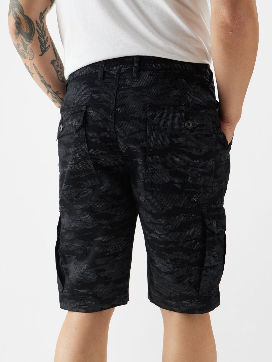 Buy TSS Originals: Black Camo Men Cargo Shorts