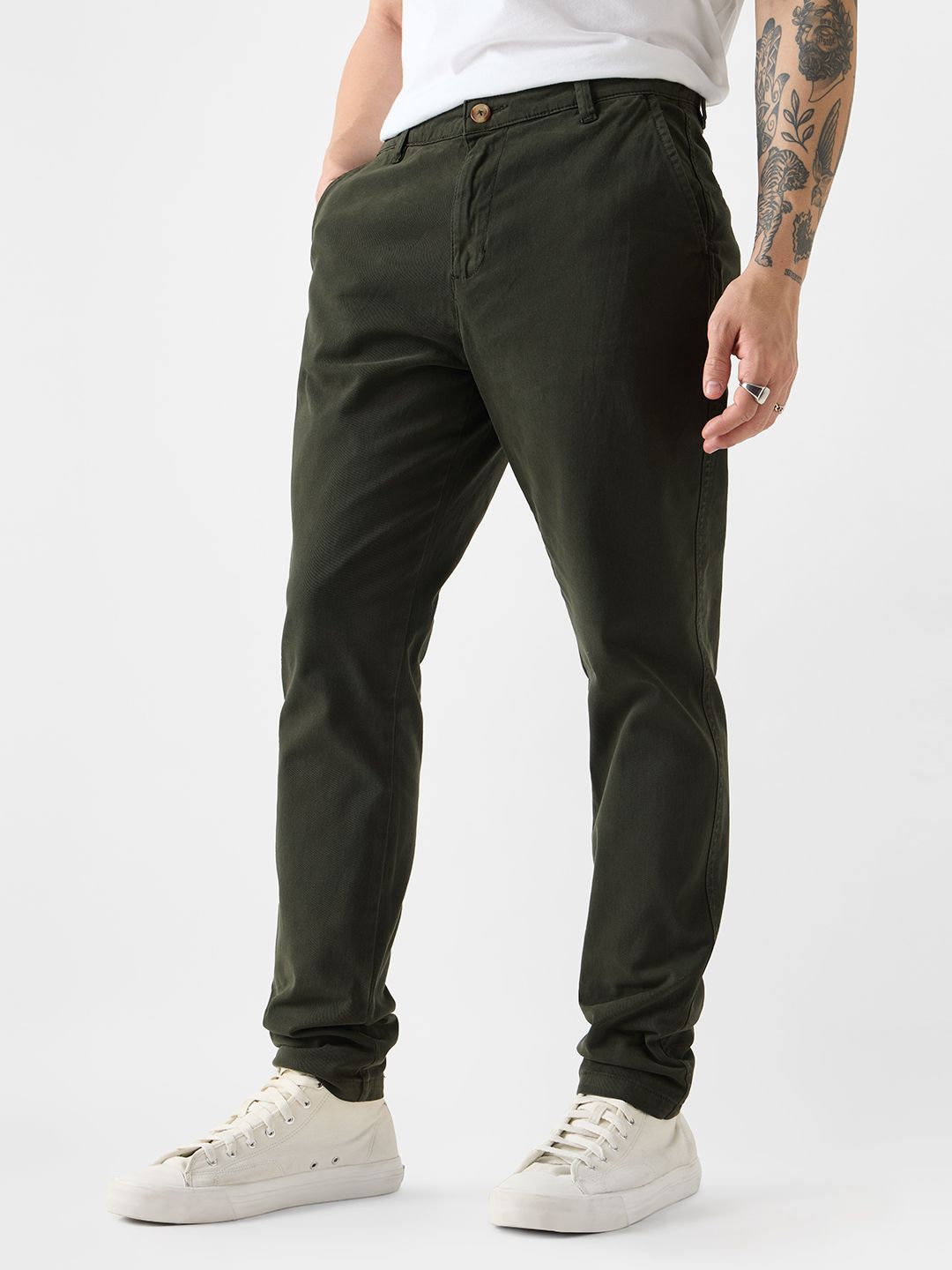 Men's Olive Chino Stretch Pants main image 0