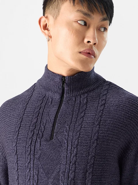 Buy Solids: Berry Blue Mens Oversized Pullover Online