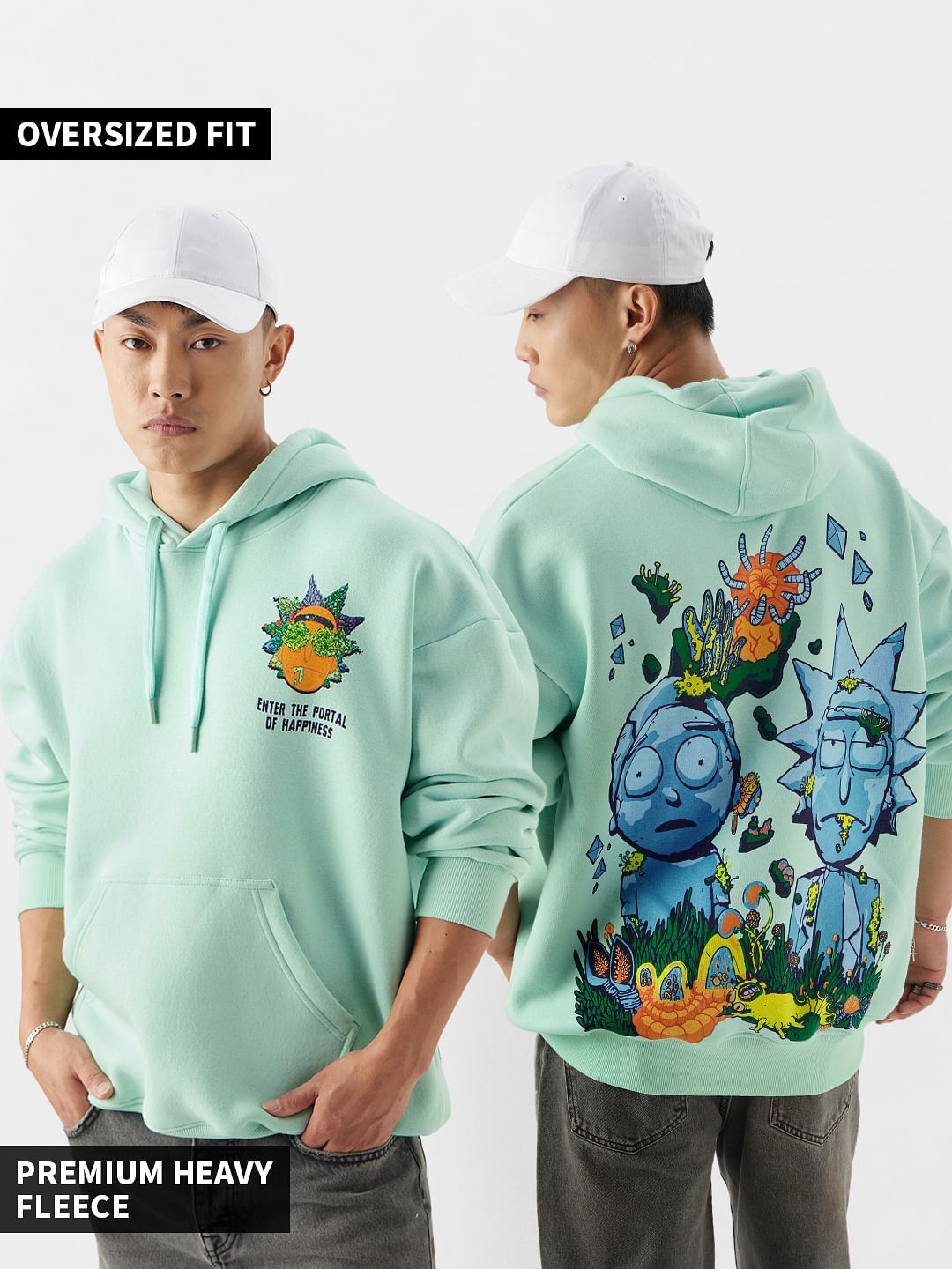 Buy Rick Morty The Portal of Happiness Men Oversized Hoodie Online