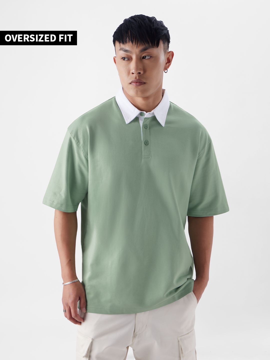 Buy Solid Jade Men Overized Polos Online