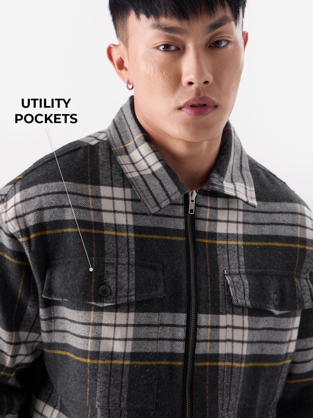 Plaid: Black and Grey Men Shackets online