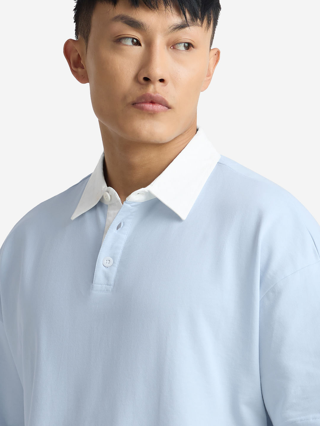 Buy Solids: Powder Blue Oversized Polo Online