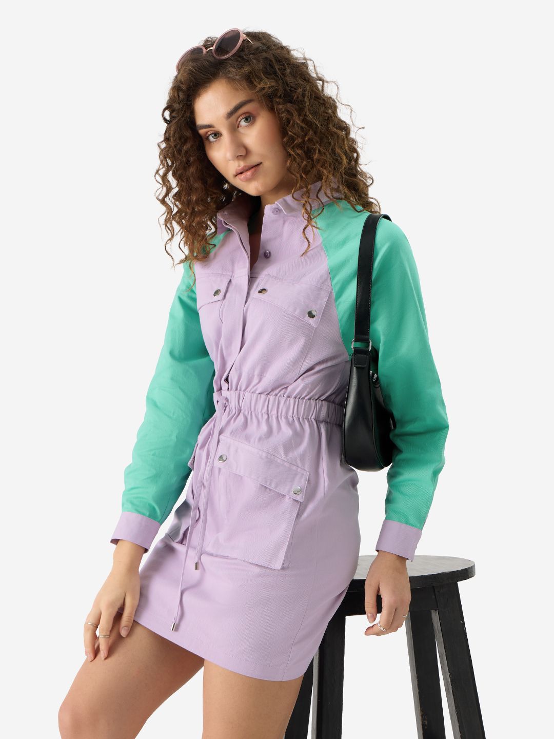 Solids: Lavender Women Shirt Dresses