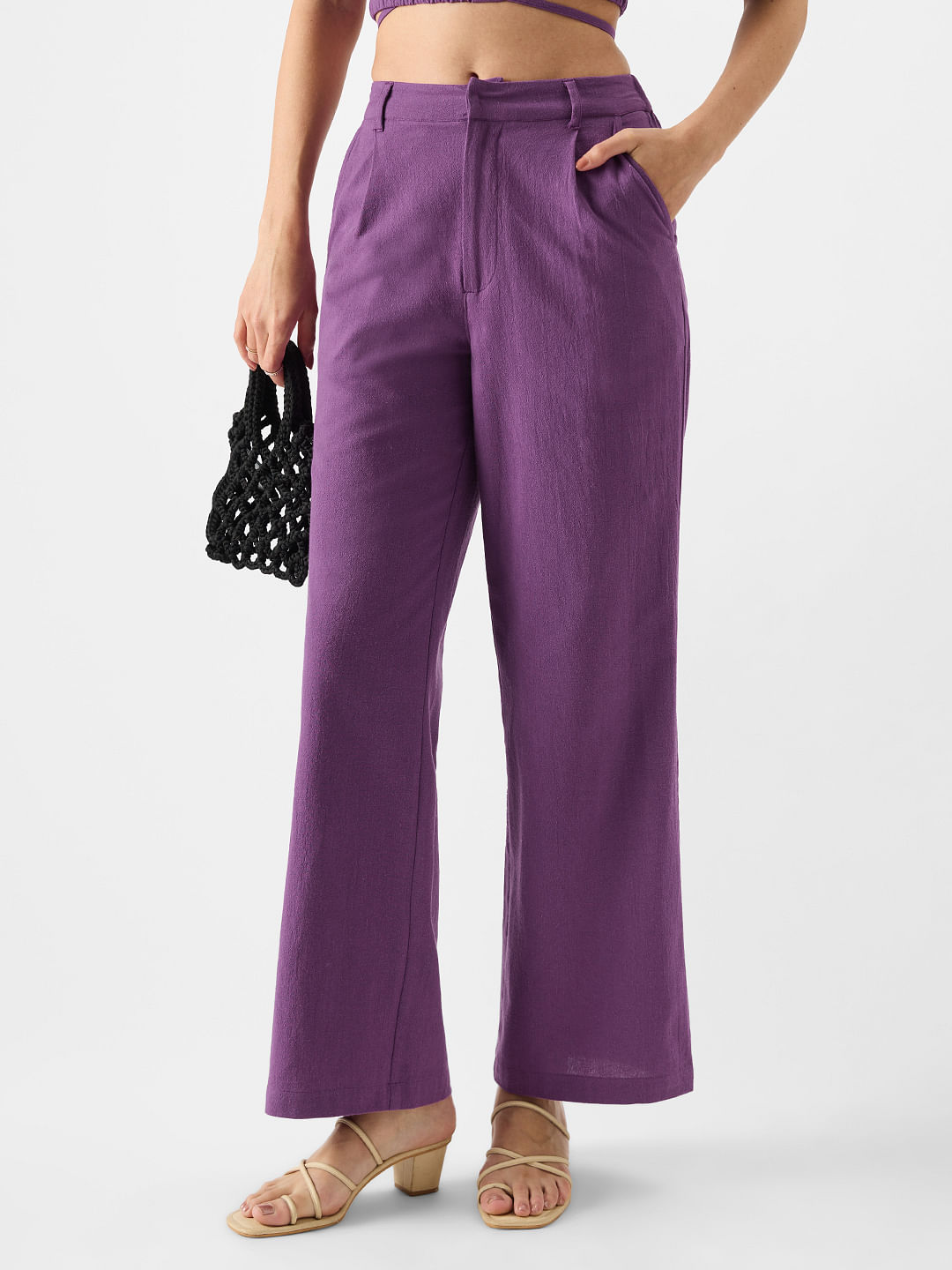 Buy Solids Plum Women Women Pants Online at The Souled Store.