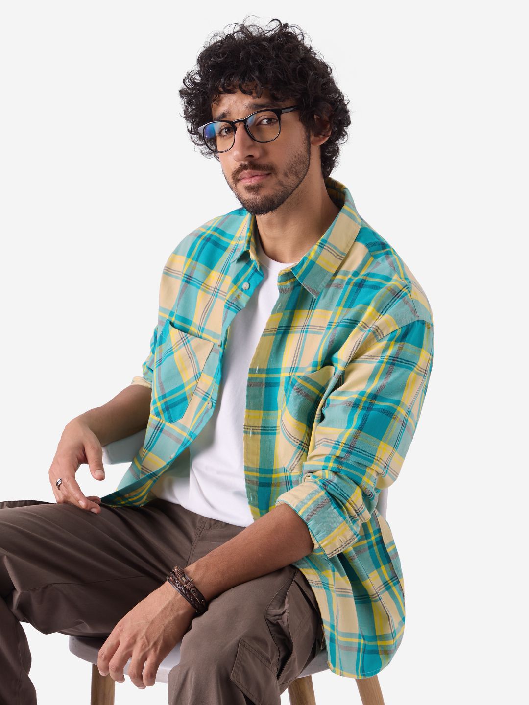 Buy Checks Scuba Dive Blue Men Relaxed Shirts Online