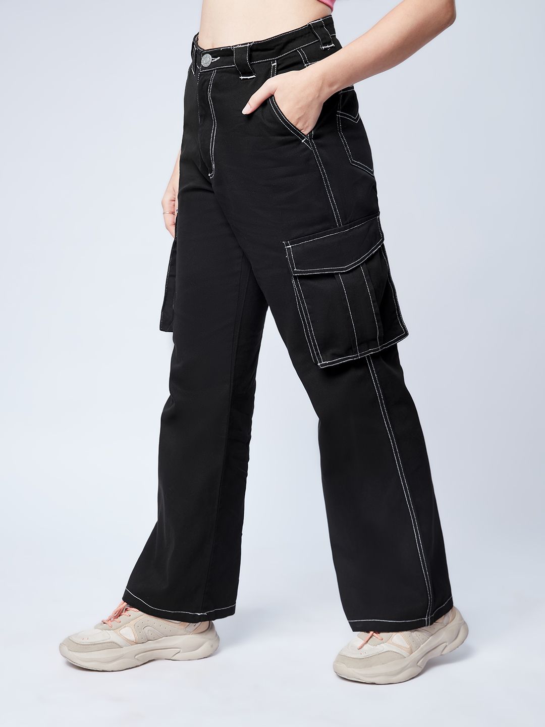 Buy Solids Black Women Cargo Pants online at The Souled Store.