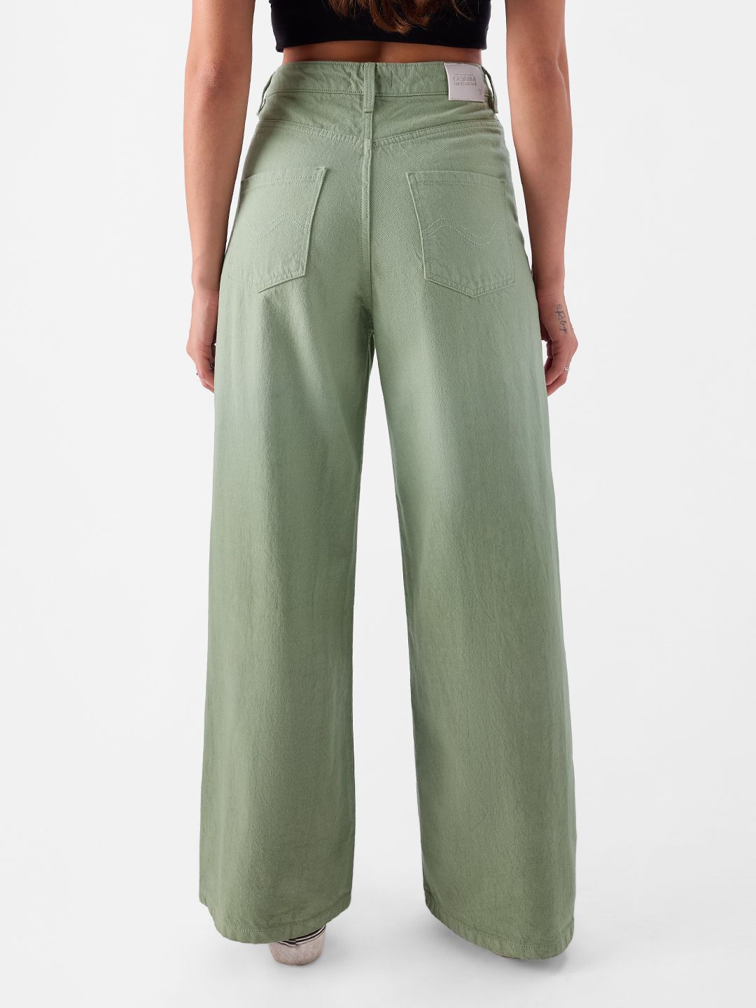 Solids: Sage Green (Wide Leg) Women Jeans price