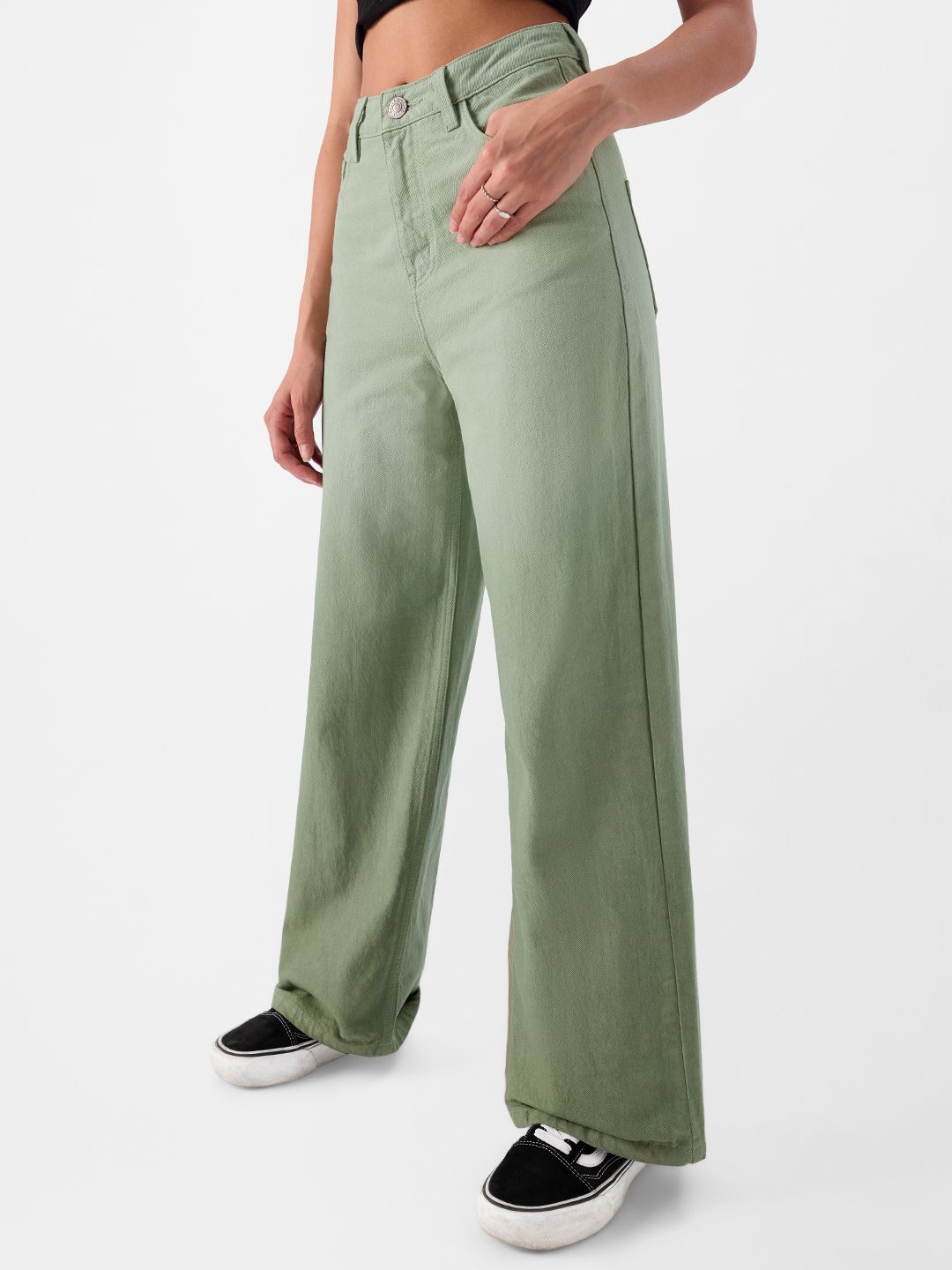 Solids: Sage Green (Wide Leg) Women Jeans online