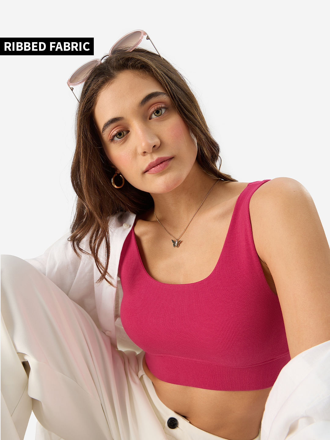 Buy The Souled Store Rose Pink Bralette Top Women Lounge Bralette Lounge  Bralette for Women Comfortable Bralettes Seamless Wire-Free Set Padded Soft  Cup Sleep with Adjustable Straps Cotton Racerback at