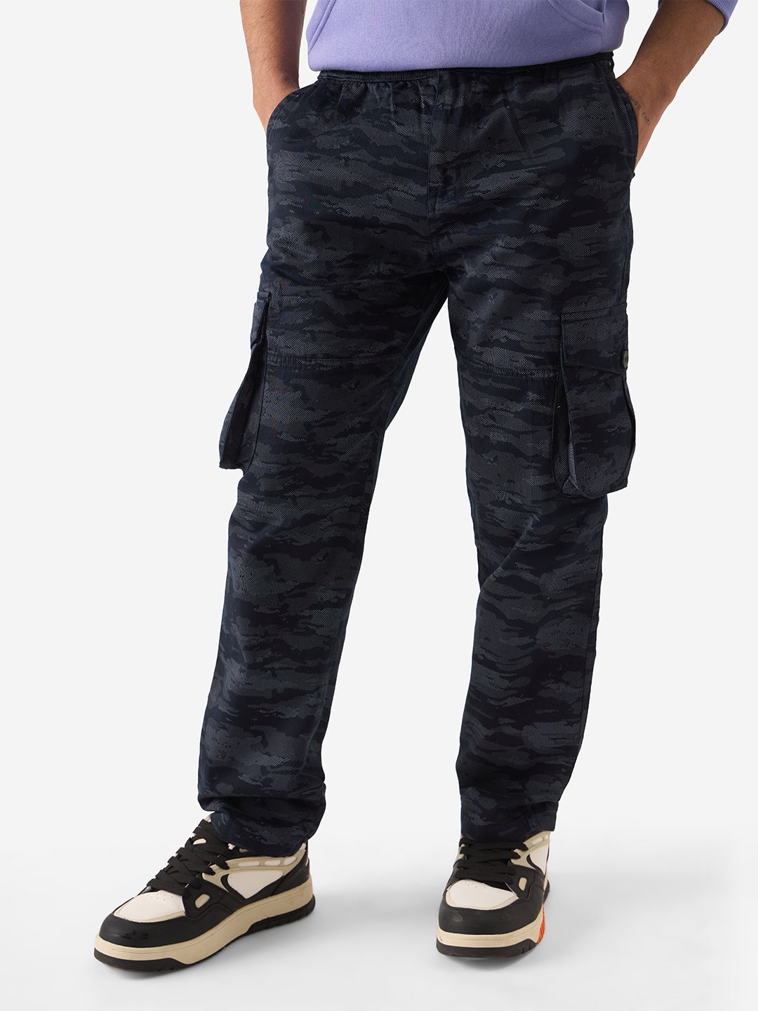Buy Solids Navy Men Cargo Pants Online