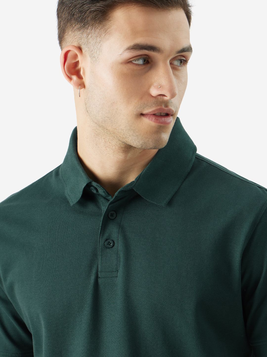 Buy Solid Emerald Green Men Mandarin Polos Online