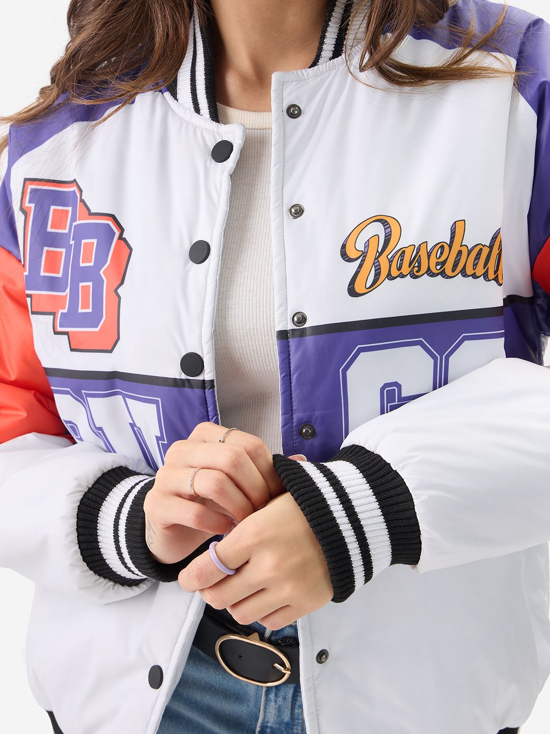 Looney Tunes: Baseball Bugs Women Oversized Varsity Jackets price