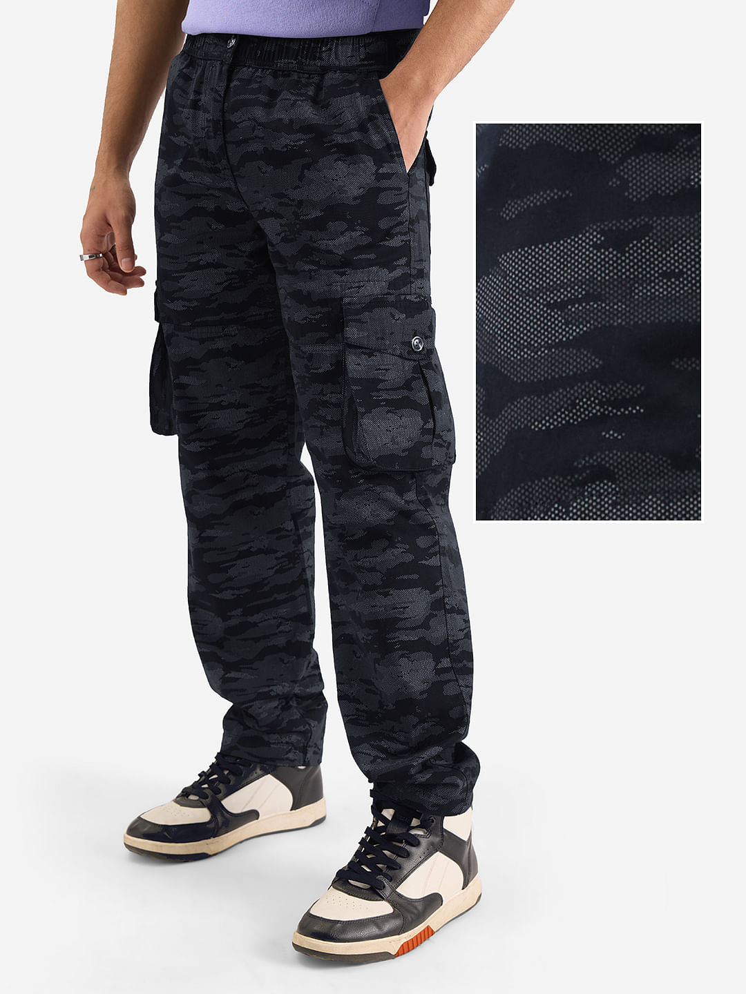 Buy Solids: Navy Men Cargo Pants Online