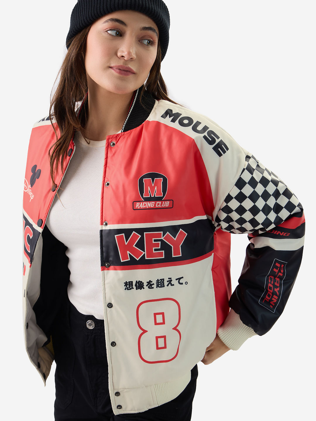 Buy Mickey Mouse: Racing Club 28 Women Oversized Varsity Jacket Online