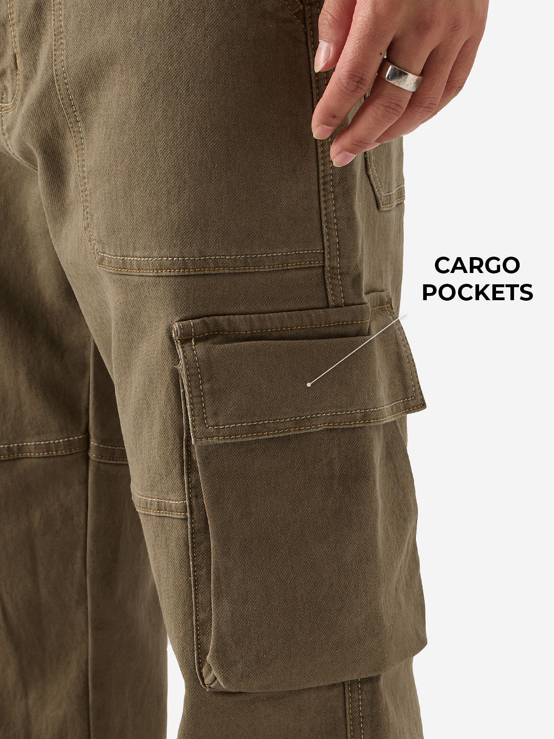 Buy Solids: Brown Men Cargo Pants Online